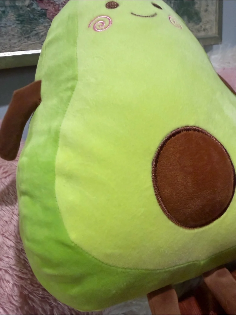 Cute Avocado Plush Pillow - Bright Lime Green